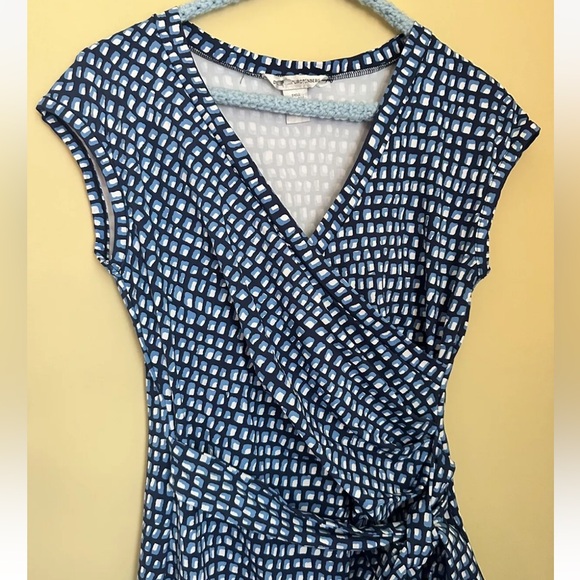 LOT 2 DVF Diane Von Furstenberg Silk Jersey Faux Wrap Blue Dresses 4 XS - Picture 6 of 9